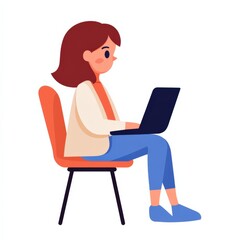 woman working on laptop in orange chair