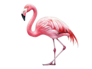 Striking pink flamingo, a vibrant bird isolated on black backdrop