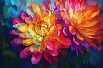 Vibrant and colorful chrysanthemum bloom in a mesmerizing display of nature's beauty.