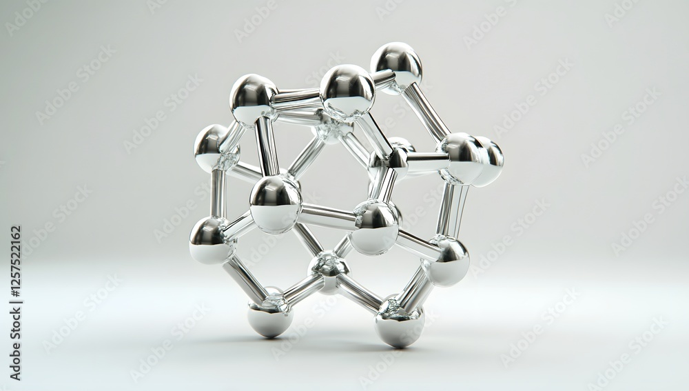 Poster Abstract metallic molecular structure on a plain background