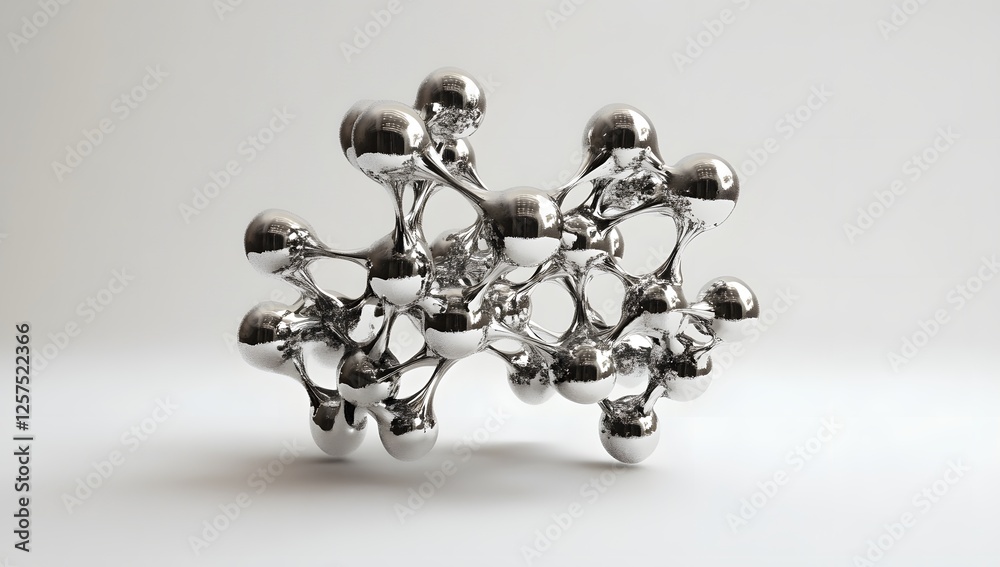 Poster Abstract metallic sphere cluster on white background