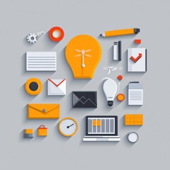 Flat Design Business and Office Objects