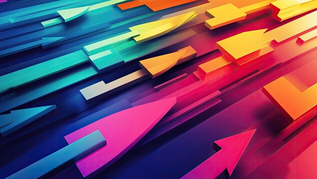 Abstract colorful arrows moving forward