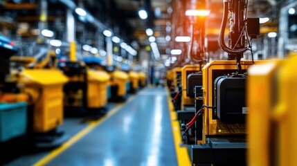 Factory assembly line, automated production, industrial background, manufacturing process, industry image
