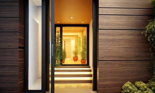 Modern entrance to the cozy house