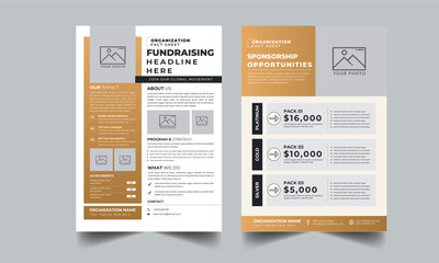 Nonprofit Fundraising Flyer,  Sponsorship Levels Event Flyers 2 style design layout concept