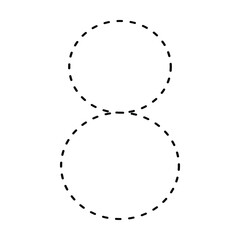 Tracing number 8 prewriting dotted line math worksheet element for kindergarten and preschool kids for handwriting practice activity