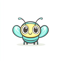 Obraz premium Cute cartoon bee, friendly insect, isolated, childlike, for education, kids, or marketing