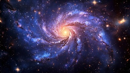 Fototapeta premium Spiral galaxy with vibrant colors and stars.