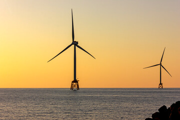 石狩浜、洋上風力発電、