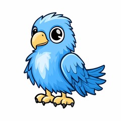 Obraz premium Cute Blue Eagle Cartoon Doodle Icon on a White Background