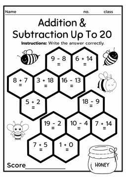 This Addition & Subtraction Up To 20 Worksheet is designed for Grade 1-2 students to practice basic math operations. It includes 240 exercises, arranged in a structured format to enhance learning.