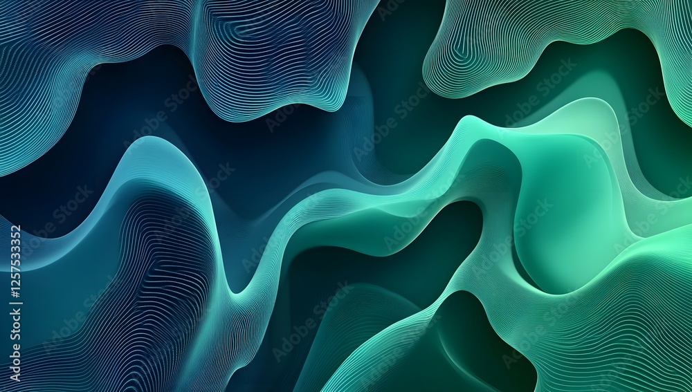 Aufkleber abstract teal and aqua waves. dynamic background