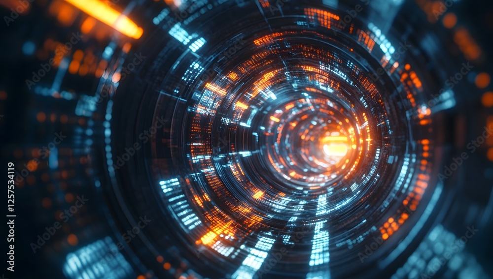 Aufkleber abstract tunnel digital code