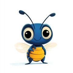Cute cartoon bee, cheerful pose, isolated, children's book illustration