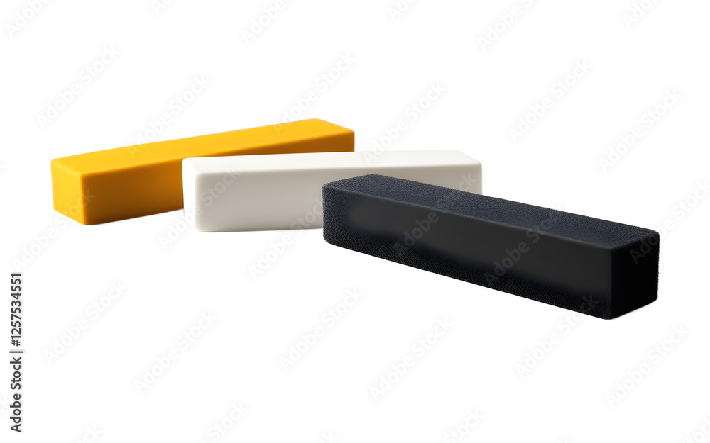 Poster a magnetic whiteboard eraser with a felt surface, isolated on a empty plain background