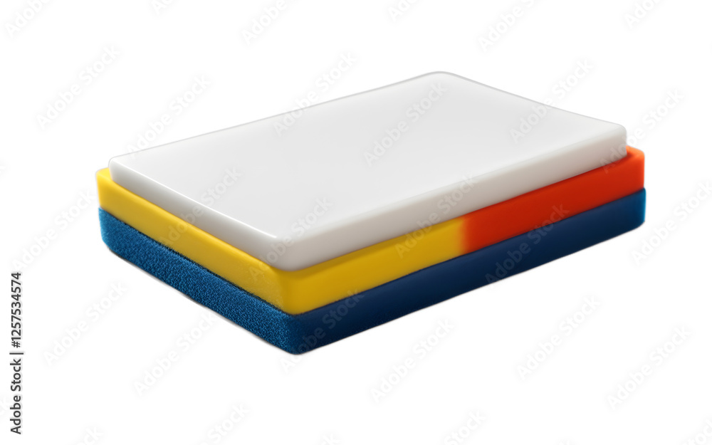 Poster A magnetic whiteboard eraser with a felt surface, isolated on a empty plain background