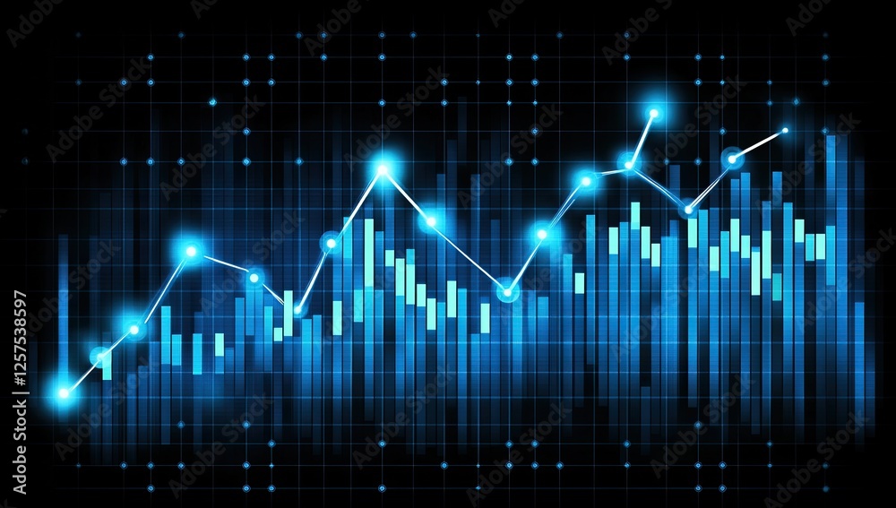 Aufkleber Abstract digital graph rising, data analysis background