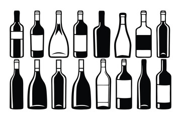 Vector Illustration of Various Wine Bottle Shapes