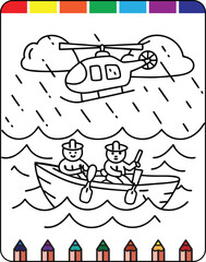 Hurricane Storms and Strong Winds Fun Coloring Page for Natural Disaster Awareness, Wildfires in Nature A Detailed Coloring Page for Kids and Adults