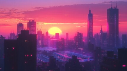 Fototapeta premium sustainable city infrastructure, solar technology detail, urban energy solution, modern photovoltaic installation, evening skyline backdrop, clean power design, metropolitan sunset scene, renewable