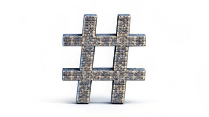 Obraz premium Stone Hashtag Symbol on White Background