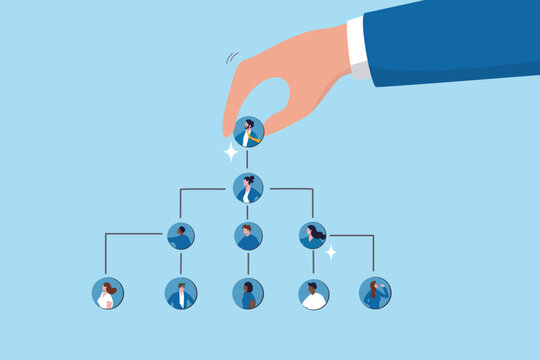 CEO, company leader or executive position, organization chart, hierarchy or team structure, role and responsibility, supervisor, department or division concept, businessman put CEO on org chart.