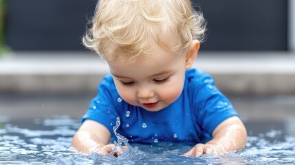 Baby Playing in Water Outdoor