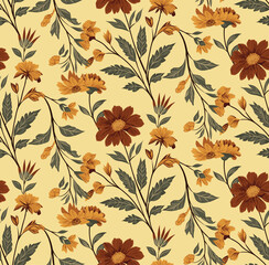Vector floral bright seamless pattern repeat