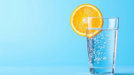A glass of water with an orange slice in it
