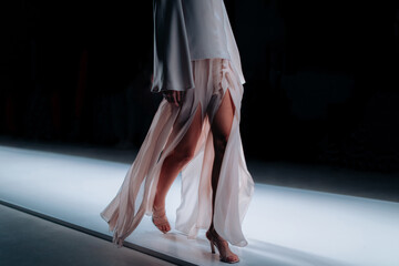 Women's clothing details of fashion skirt, jacket and high heels, designer elegant collection