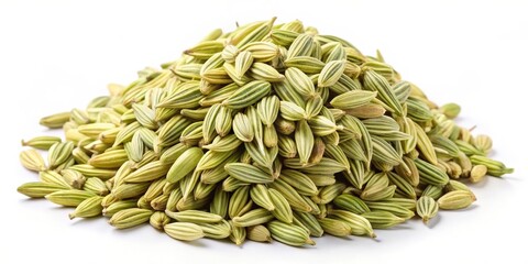 Fennel Seeds Pile, White Background