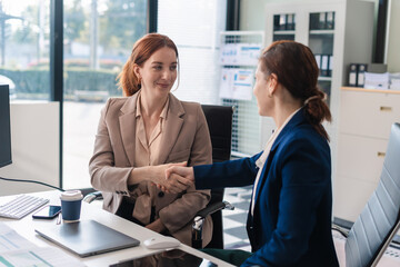 Happy to be successful partnership teamwork success concept.