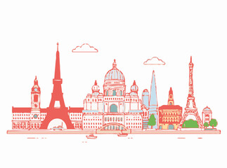 Artistic Impressions: Famous Landmarks Illustrated in Vector