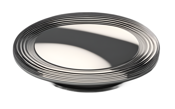 A minimalist metal paperweight with a sleek design, isolated on a empty plain background