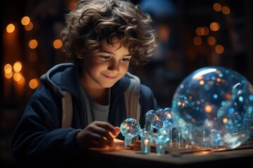 A child interacting with an educational app on a tablet