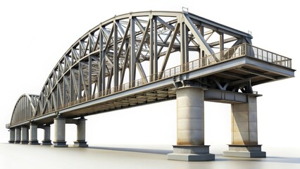 Steel Arch Bridge Isolated on White Background
