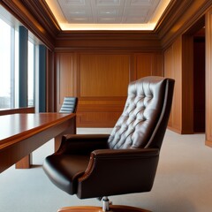 executive office with leather chair.