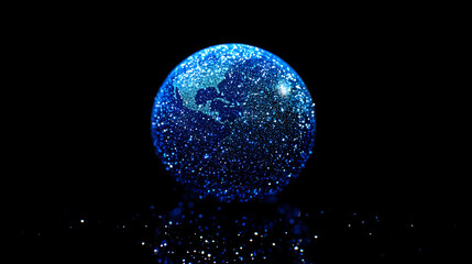 Fototapeta premium A Sparkling Blue Glitter Globe Representing Our Planet Earth