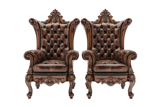 Unique designer king chair set with a bold presence isolated on transparent background - Powered by Adobe