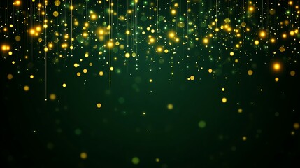 Golden Lights Falling on Dark Green Background