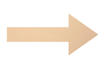 Arrow with texture of beige paper isolated on white