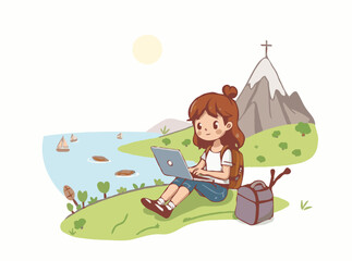 Freelance Wanderlust: Working While Traveling Vector