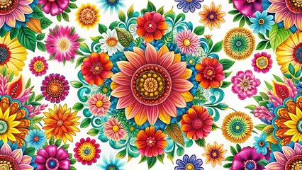 Boho Floral Pattern: Vibrant Summer Flower Design for Marketing