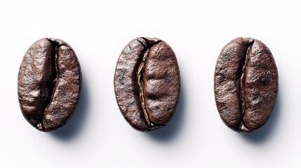 Obraz premium Roasted coffee beans falling against dark backdrop