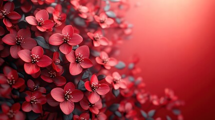 Obraz premium A vibrant arrangement of red flowers against a soft gradient background.
