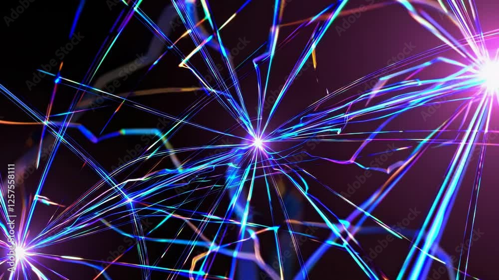 Fototapete an ethereal shot where interconnected neon strands flicker with pulsating sparks of electricity, set