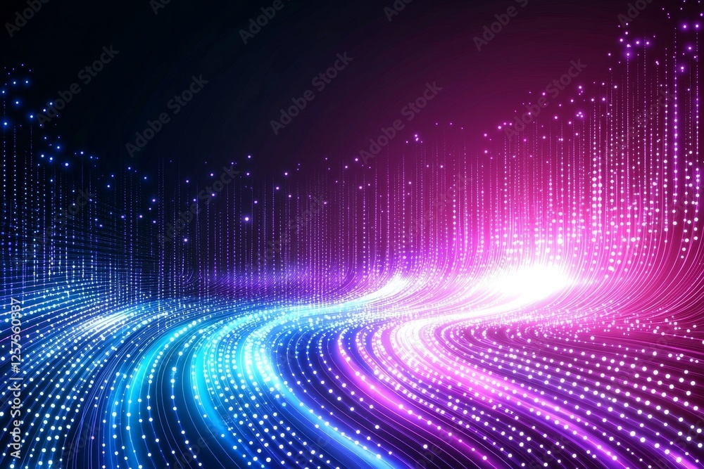 Poster modern neon abstract backdrop with data waves in virtual ciberspace