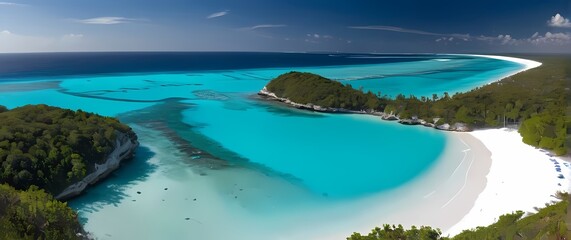 Obraz premium A breathtaking panoramic view of crystal clear turquoise waters framed by white sandy beaches exemplifying the essence of a luxurious getaway