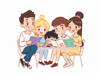 Diverse Students Studying Together Graphic